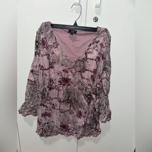 Vintage Sheer Floral Glitter Top Fairycore Y2K Blouse